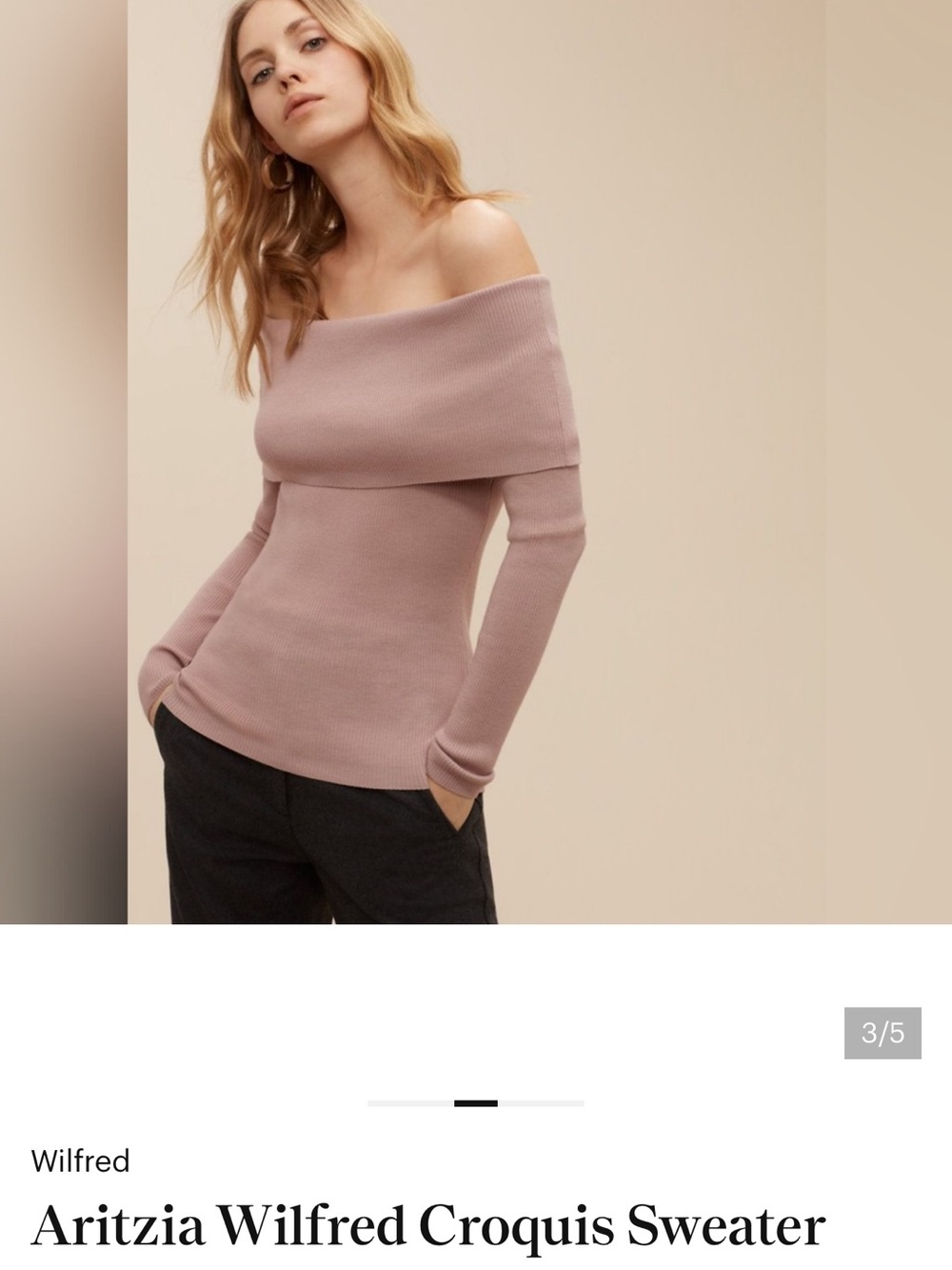 Wilfred Off-the-Shoulder Sweater in Dusty Mauve